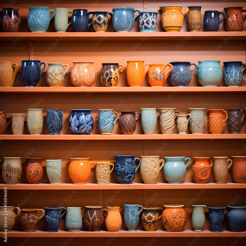 A pottery wall art piece from ClayCanvas, bringing texture and color to a space, photographed with a prime lens at f 1.8 Generative AI