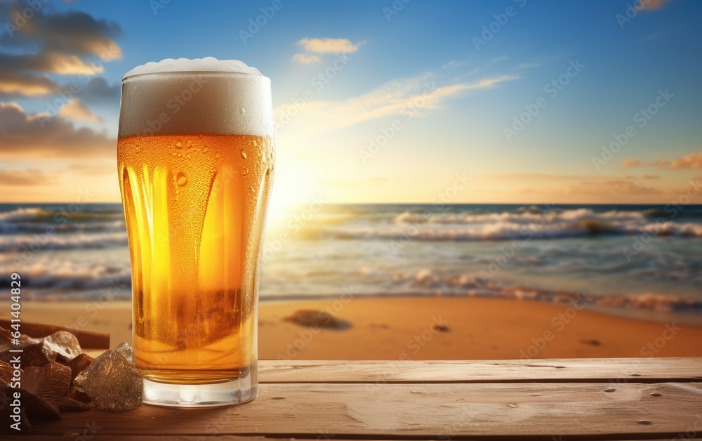 Summer refreshing beer with a beach background and free space for your decoration. cool refreshing alcoholic drink. Summer refreshing beer with a beach background and free space for your decoration. cool refreshing alcoholic drink.