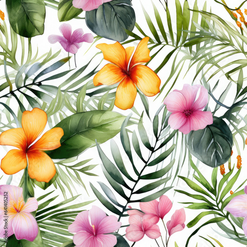 Watercolor Paint Nature Flower Pattern Seamless  Background © nuttapol