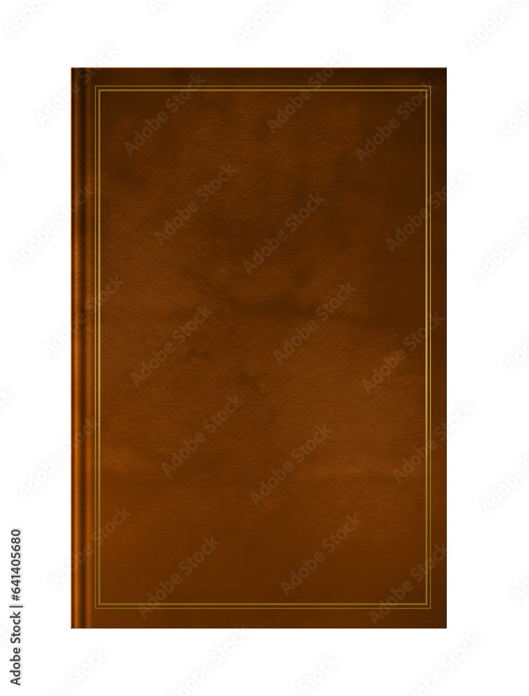Fototapeta premium Closed leather blank book with frame isolated on white
