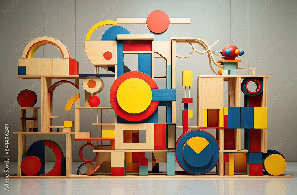 Colorful wooden children play toys ai generated Colorful wooden children play toys ai generated