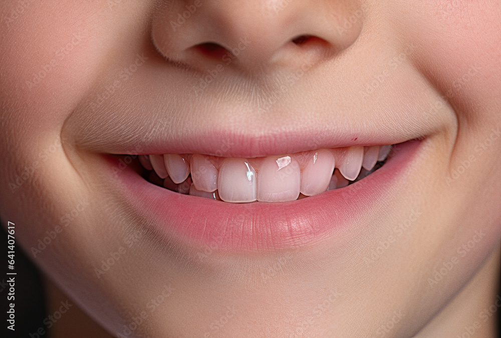 Obraz premium Portrait of little boy wide smile close up ai generated