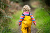 toddler walking on a hike in a park