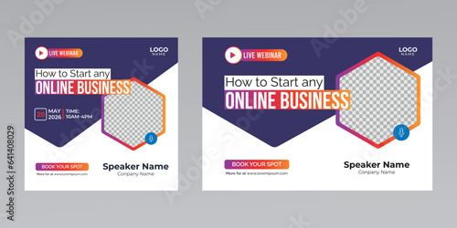 digital marketing creative technology business social media live webinar banner invitation template. 