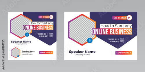 digital marketing creative technology business social media live webinar banner invitation template. 