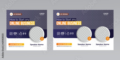 digital marketing creative technology business social media live webinar banner invitation template. 