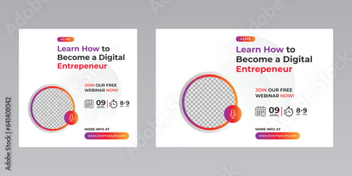 digital marketing creative technology business social media live webinar banner invitation template. 