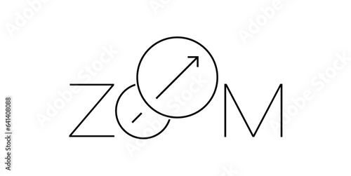 zoom word with arrow sign in white background. zoom logo