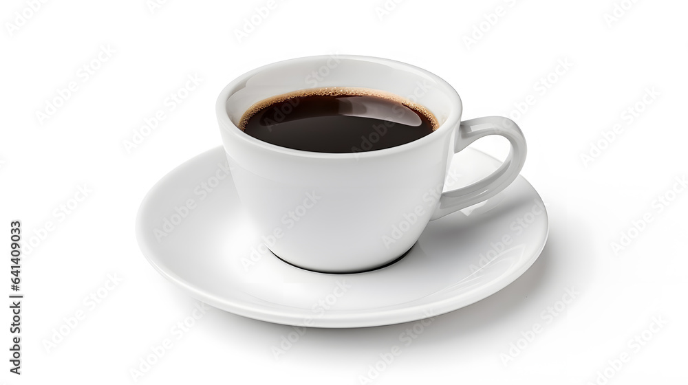 White Cup of Black Coffee Isolated on White White Cup of Black Coffee Isolated on White