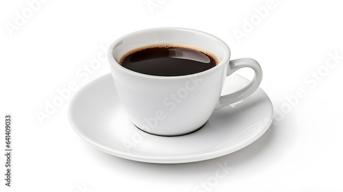 White Cup of Black Coffee Isolated on White 
