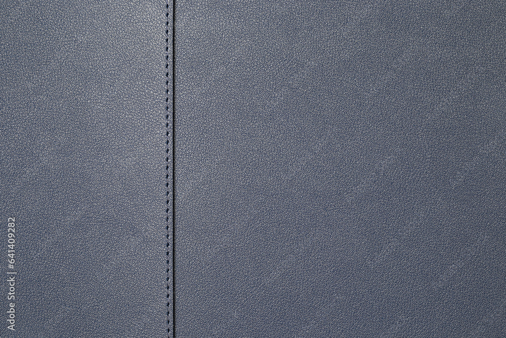 Fototapeta premium close up black artificial leather texture with stitched or seam background.