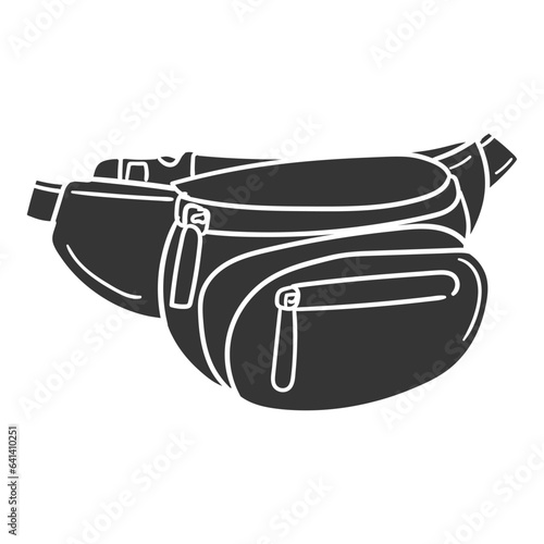Fanny Pack Icon Silhouette Illustration. Luggage Vector Graphic Pictogram Symbol Clip Art. Doodle Sketch Black Sign.