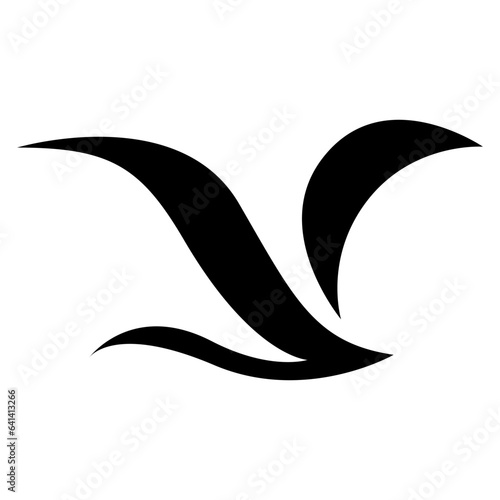 Black Abstract Bird Icon with Soft Wings