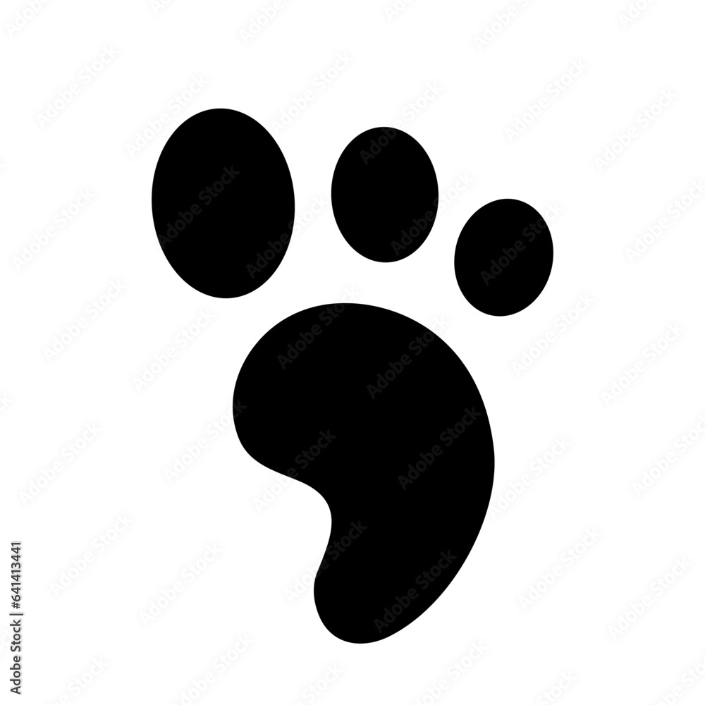 Black Abstract Footprint Icon with 3 Toes Black Abstract Footprint Icon with 3 Toes