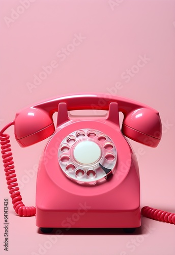 Retro Ring: Pop Art Pink Telephone in Minimalist Style