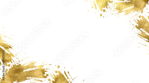 Gold sparkle splatter border  golden abstract foil frame.  Gold Foil Frame Gold  stroke on transparent background.