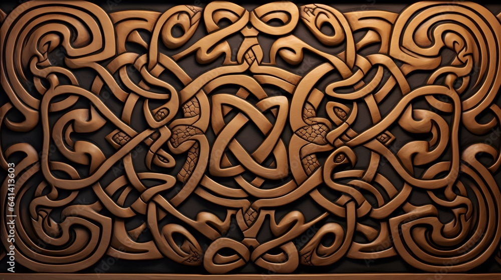 motif celtique bronze et noir, généré par IA
