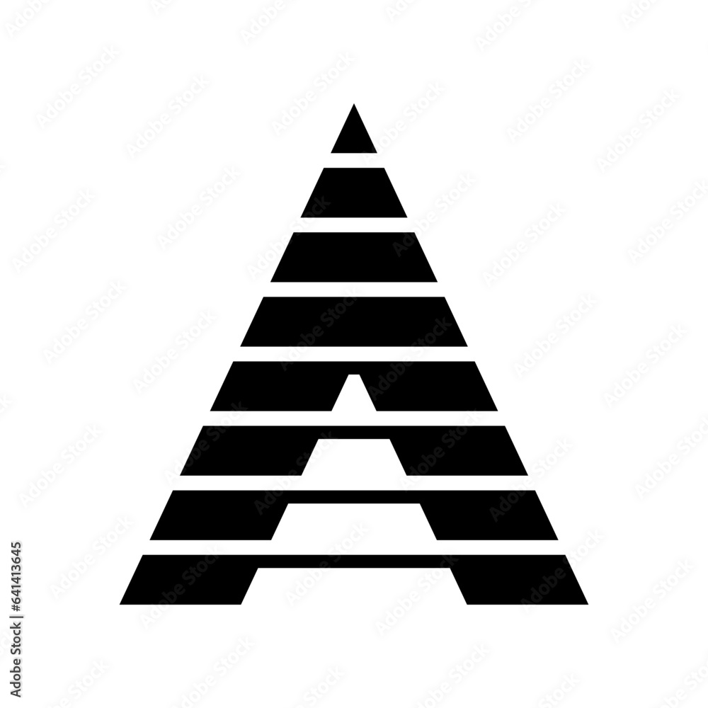Black Abstract Letter A Icon with Horizontal Stripes Black Abstract Letter A Icon with Horizontal Stripes