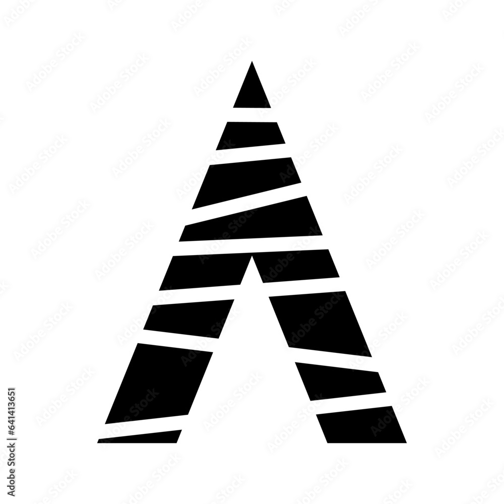 Black Abstract Letter A Icon with Random Stripes Black Abstract Letter A Icon with Random Stripes