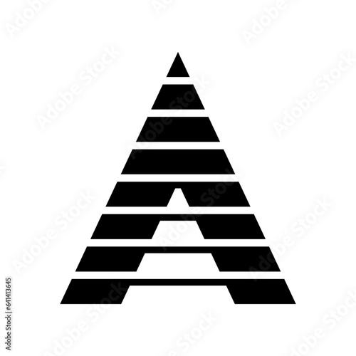 Black Abstract Letter A Icon with Horizontal Stripes