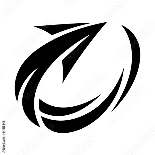 Black Abstract Orbiting Spiky Arrow Icon
