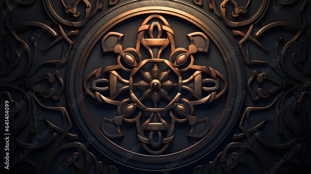 Motif celtique circulaire en bronze, généré par IA