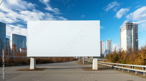 Your creativity, your billboard: Mock-up on a blue sky background.