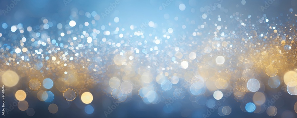 abstract glitter silver, gold , blue lights background. de-focused, Generative AI - obrazy, fototapety, plakaty 