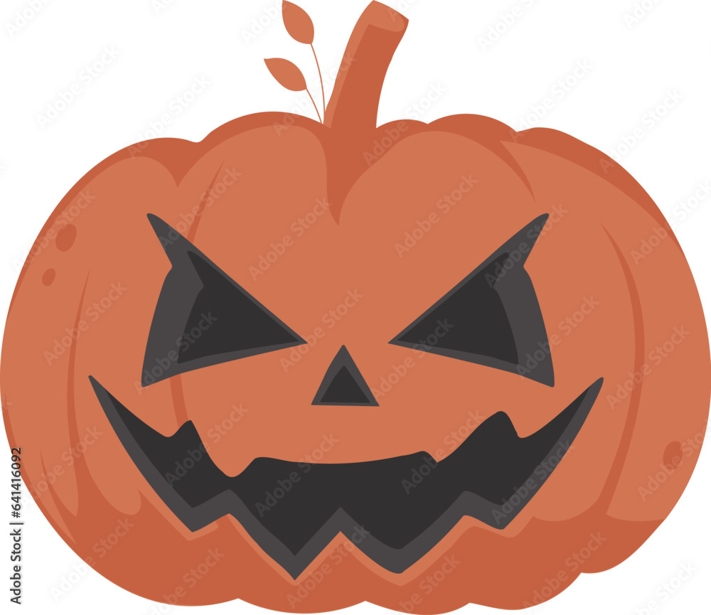 Naklejka premium A large pumpkin with a scary face. This is perfect for a Halloween gathering. Cartoon style, Vector Illustration