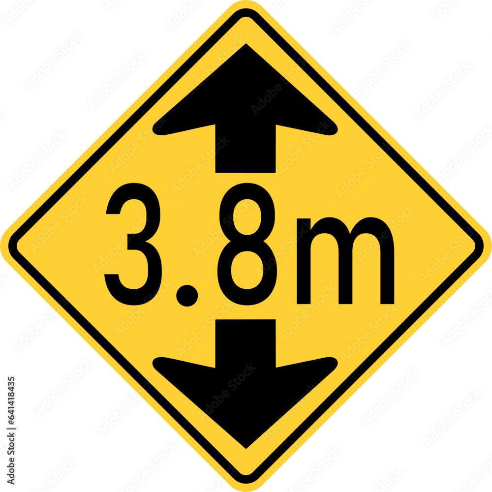 custom made wallpaper toronto digitalVector graphic of a usa height restriction ahead highway sign. It consists of and upward and downward pointing arrows with 3.8 metres between within a black and yellow square tilted to 45 degrees