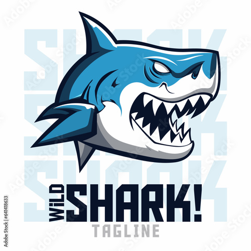 The Wrath of Illustrated Sharks  Logo Depiction  Mascot Symbolism  Artistic Rendering  Vector Graphics for Sport and E-Sport Teams  Head of the White Shark Mascot 