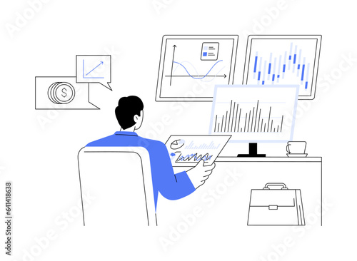 Data-driven investment strategy abstract concept vector illustration.
