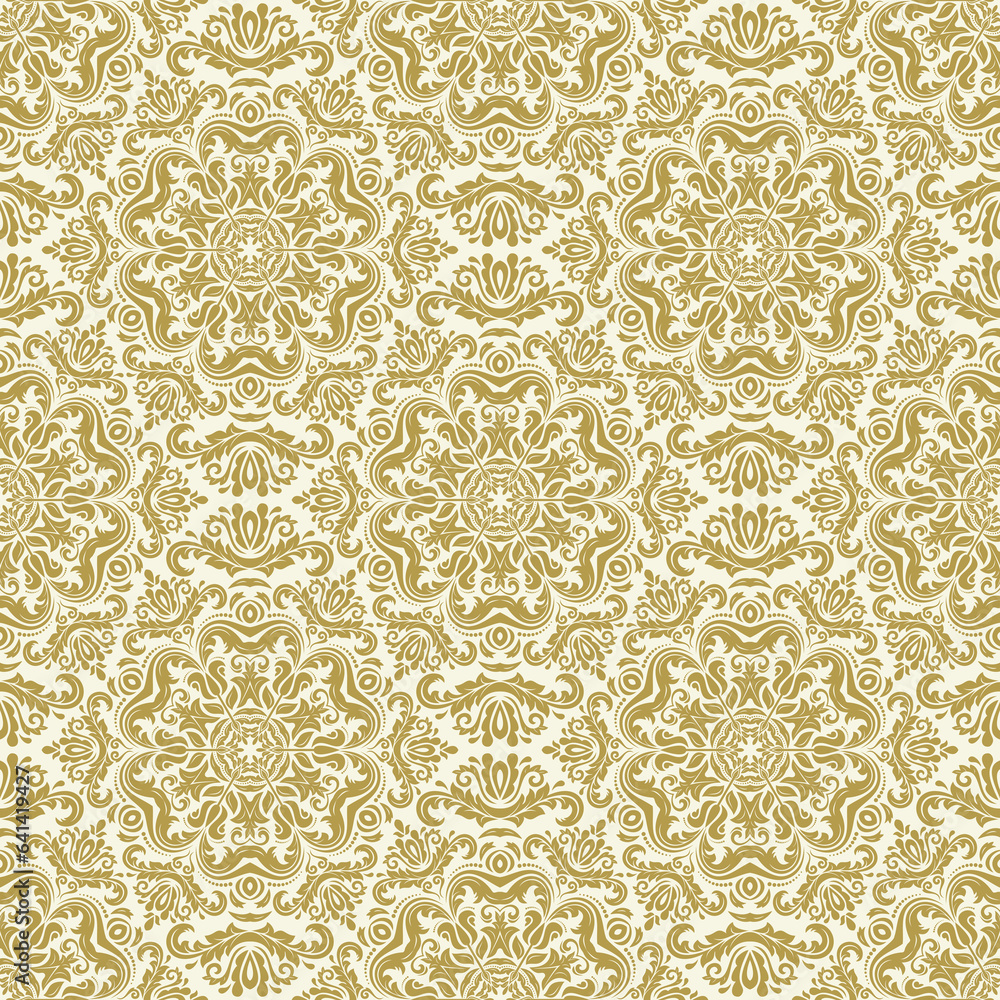 Classic seamless pattern. Damask orient ornament. Classic vintage background. Golden orient ornament for fabric, wallpapers and packaging