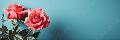Sch  ne rosa Rose mit wunderbaren Hintergrund im Querformat als Banner  ai generativ