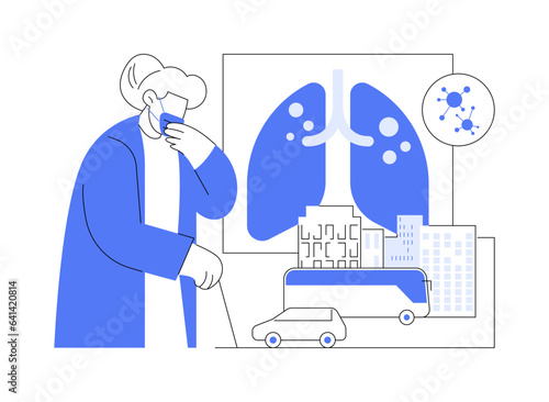 Pollution caused respiratory diseases abstract concept vector illustration.