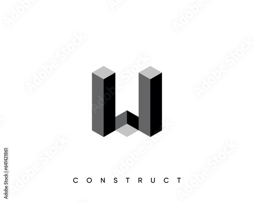 Modern construct logo design template for business identity. Structure vector design symbol. Initial W.