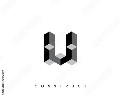 Modern construct logo design template for business identity. Structure vector design symbol. Initial W.