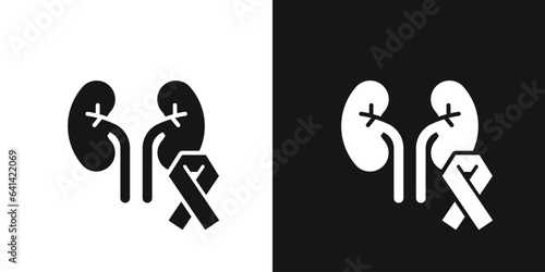 Kidney cancer vector sign. Kidney care, cancer disease