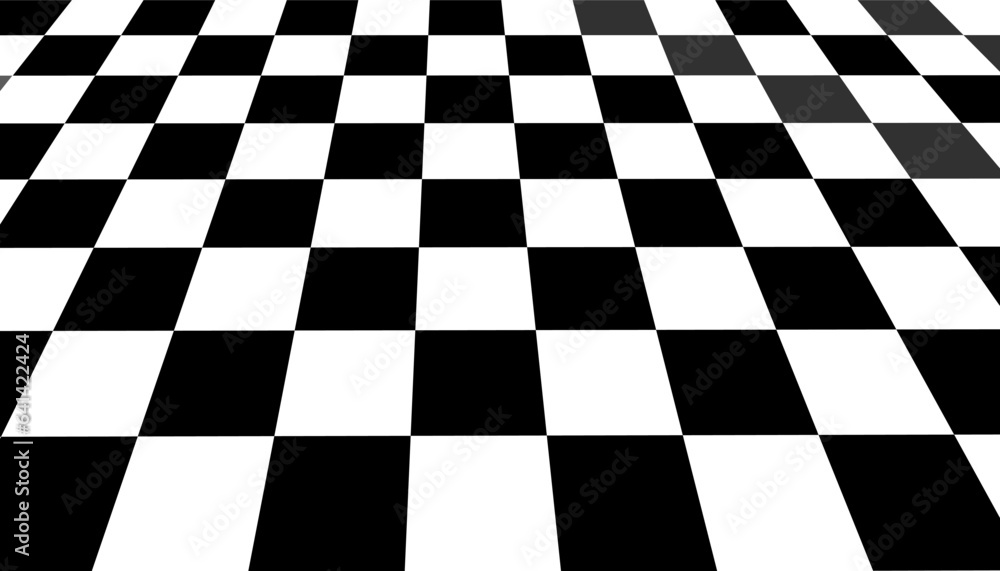 An illustration of a chessboard with black and white checkered pattern on the floor. An illustration of a chessboard with black and white checkered pattern on the floor.