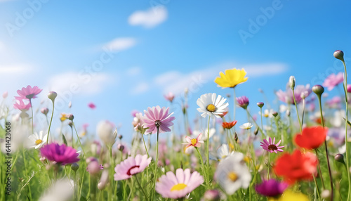 Colorful flower meadow in springtime - Generativ AI © Raphael