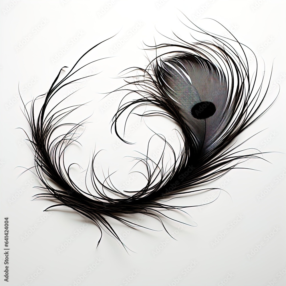 abstraction peacock feather, black and white on white background. abstraction peacock feather, black and white on white background.