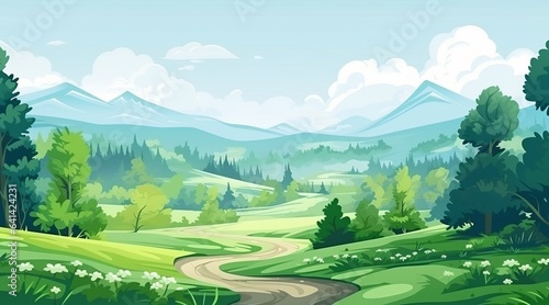 natural beautiful green eco background, flat illustration