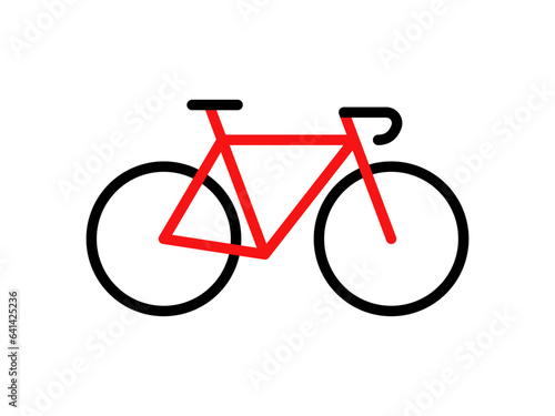 Vector road bicycle icon. High quality black and red line icon, illustration.