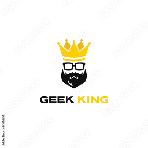 Geek King Logo Design Symbol Template Flat Style Vector Illustration