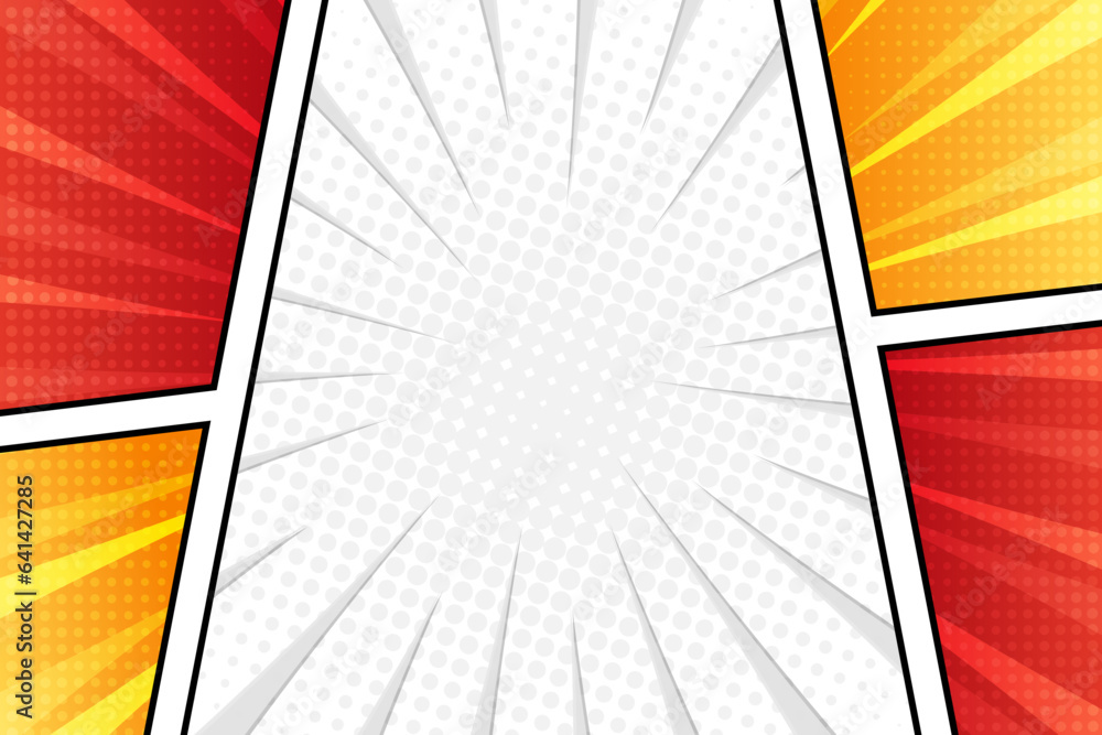 Fototapeta premium Blank comic book cartoon page halftone background template
