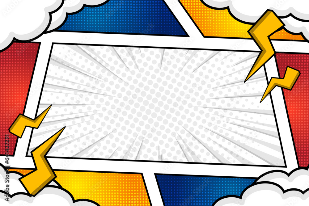Fototapeta premium Blank pop art comic book cartoon background retro style