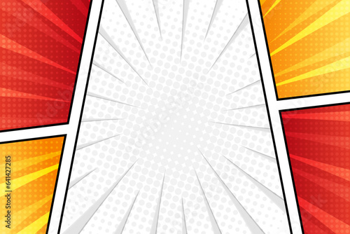 Blank comic book cartoon page halftone background template