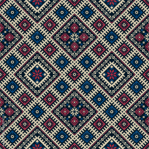 Traditional Latvian embroidery seamless pattern, vector illustration