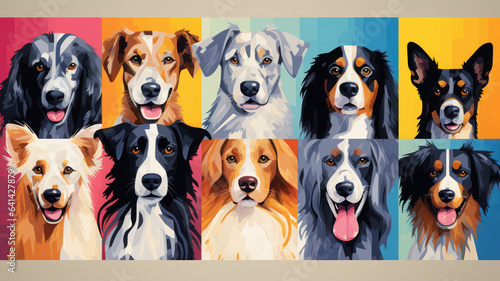 Colorful Dog Breeds Poster in Risography Style © M.Gierczyk