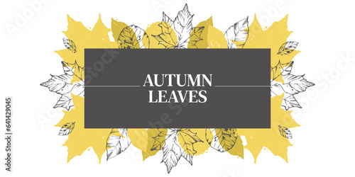 Vector illustration of dry, fallen leaves. Abstract autumn leaves. Horizontal banner on an autumn theme. For the design of textiles, invitations, promotions